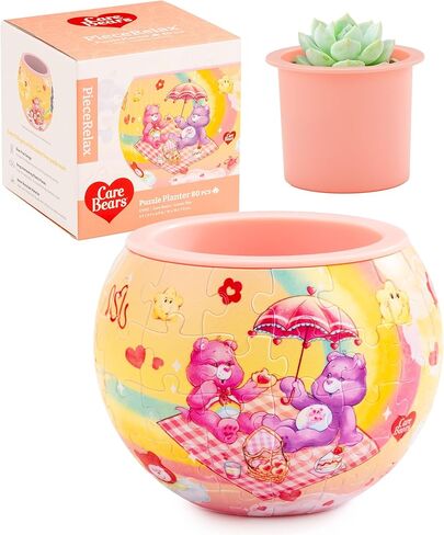 Care Bears™ من PieceRelax 3D Puzzle Planter 80 قطعة - الحب المتفتح - أواني الزهور لديكور المنزل للصبار الداخلي وأواني العصارة [K1143] in Kuwait