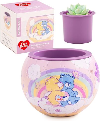 Care Bears™ من PieceRelax 3D Puzzle Planter 80 قطعة - الحب المتفتح - أواني الزهور لديكور المنزل للصبار الداخلي وأواني العصارة [K1143] in Kuwait