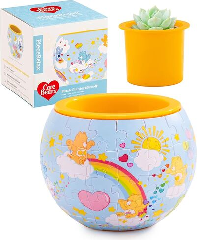 Care Bears™ من PieceRelax 3D Puzzle Planter 80 قطعة - الحب المتفتح - أواني الزهور لديكور المنزل للصبار الداخلي وأواني العصارة [K1143] in Kuwait