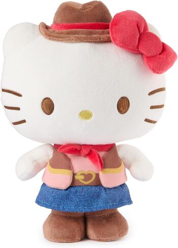 لعبة GUND Sanrio الرسمية من القطيفة Hello Kitty Cowgirl، لعبة قطيفة قابلة للجمع، حيوان محشو للأعمار من سنة فما فوق، أبيض، 9.5 سم in Kuwait