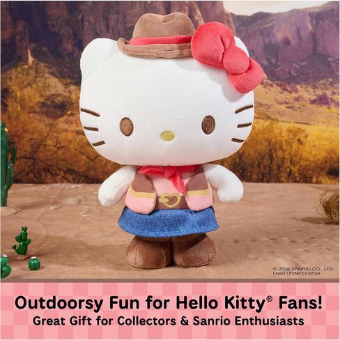 لعبة GUND Sanrio الرسمية من القطيفة Hello Kitty Cowgirl، لعبة قطيفة قابلة للجمع، حيوان محشو للأعمار من سنة فما فوق، أبيض، 9.5 سم in Kuwait