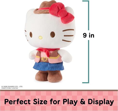لعبة GUND Sanrio الرسمية من القطيفة Hello Kitty Cowgirl، لعبة قطيفة قابلة للجمع، حيوان محشو للأعمار من سنة فما فوق، أبيض، 9.5 سم in Kuwait