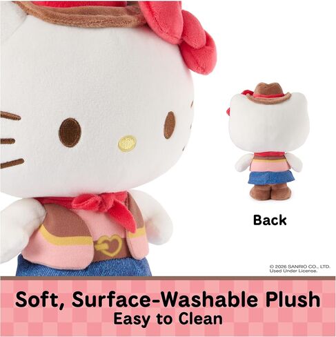 لعبة GUND Sanrio الرسمية من القطيفة Hello Kitty Cowgirl، لعبة قطيفة قابلة للجمع، حيوان محشو للأعمار من سنة فما فوق، أبيض، 9.5 سم in Kuwait