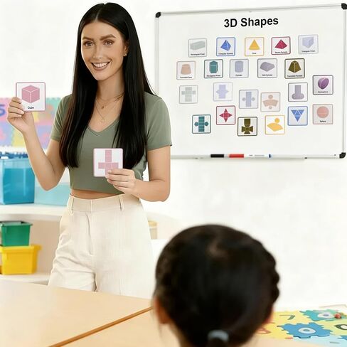 Magnetic 3D Shapes & Nets Flash Cards 3"x3", Geometry Math Manipulatives, Educational Aids for Classroom and Home Use in Saudi Arabia