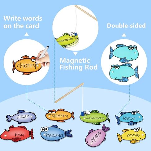 48 Pcs Magnetic Fishing Game Sight Word Games Dry Erasable Cards Aba Therapy Materials Classroom Must Haves Word Game Homeschool Supplies in Saudi Arabia