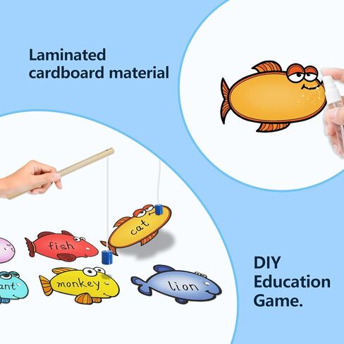 48 Pcs Magnetic Fishing Game Sight Word Games Dry Erasable Cards Aba Therapy Materials Classroom Must Haves Word Game Homeschool Supplies in Saudi Arabia