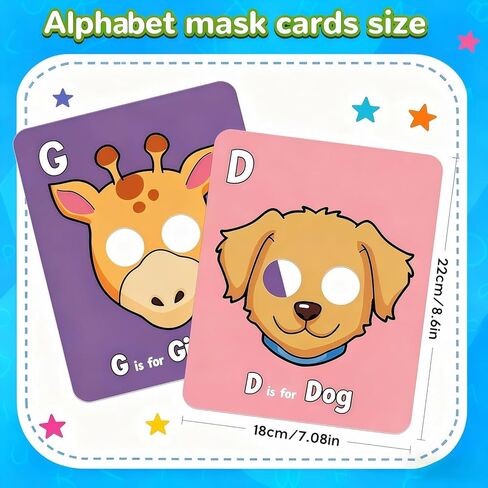 Alphabet ABC Flash Cards with Animal Masks, 26 Giant Animal mask Alphabet Cards, nteractive Education Games, Uppercase & Lowercase Learning Games，Colorful Mask Flashcards in Saudi Arabia