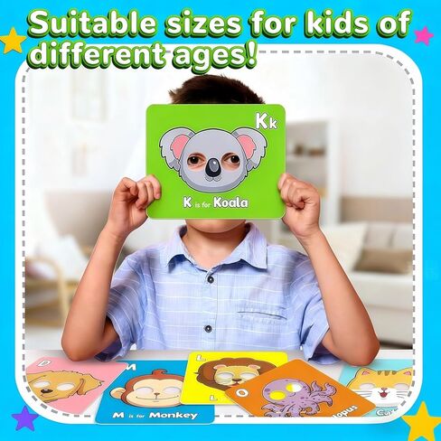 Alphabet ABC Flash Cards with Animal Masks, 26 Giant Animal mask Alphabet Cards, nteractive Education Games, Uppercase & Lowercase Learning Games，Colorful Mask Flashcards in Saudi Arabia