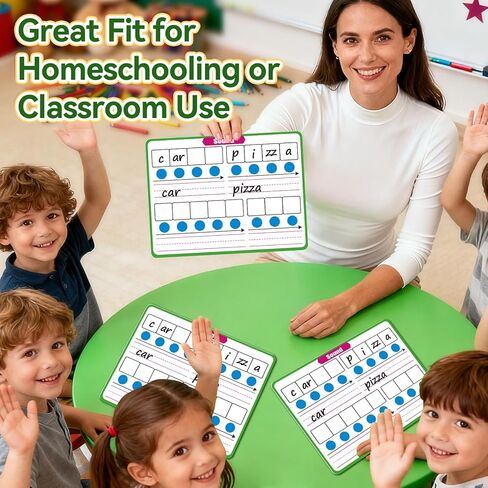 12 Pack Phonemic Awareness Dry Erase Flash Card,Phonics Games Science Reading Manipulative Speech Therapy Material Elkonin Box 1st Grade Classroom Must Haves Teacher Homeschool Supplies in Saudi Arabia