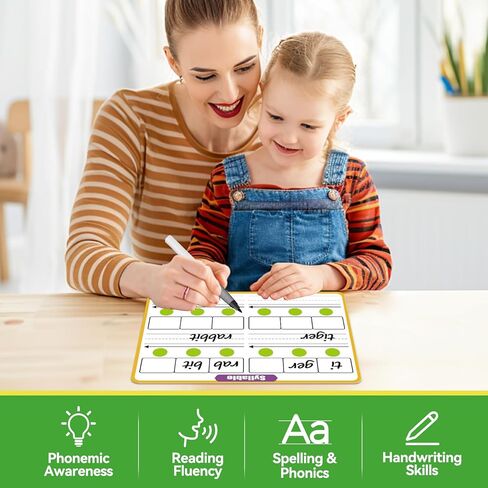 12 Pack Phonemic Awareness Dry Erase Flash Card,Phonics Games Science Reading Manipulative Speech Therapy Material Elkonin Box 1st Grade Classroom Must Haves Teacher Homeschool Supplies in Saudi Arabia