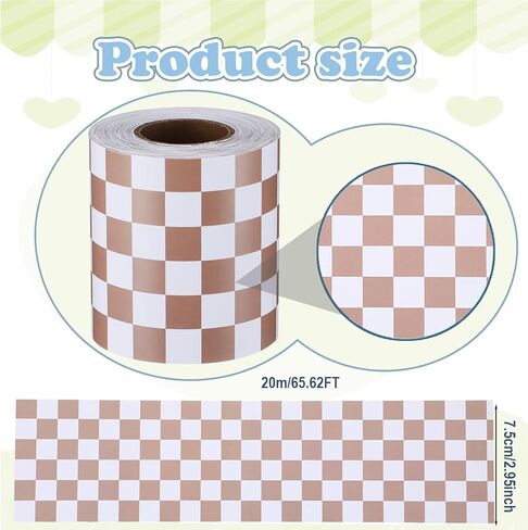 Gueevin 50ft Beige Checkerboard Bulletin Board Borders Straight Roll Rainbow Border Trim Decorations for School Classroom Home Office Chalkboard Decor in Kuwait