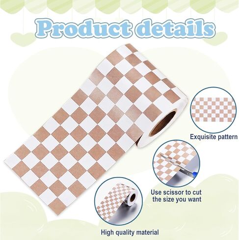 Gueevin 50ft Beige Checkerboard Bulletin Board Borders Straight Roll Rainbow Border Trim Decorations for School Classroom Home Office Chalkboard Decor in Kuwait
