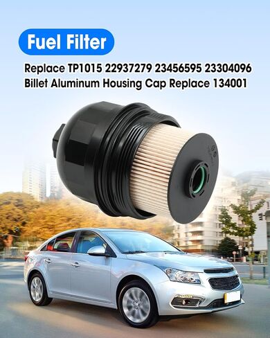Fuel Filter Kit with Billet Aluminum Housing Cap and Drain Plug Replace TP1015 134001 Compatible with Chevy Silverado GMC Sierra 2500HD 3500HD 6.6L L5P Diesel 2017-2024 Cruze 1.6L 2.0L 2014-2019 in Saudi Arabia