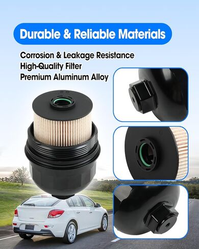 Fuel Filter Kit with Billet Aluminum Housing Cap and Drain Plug Replace TP1015 134001 Compatible with Chevy Silverado GMC Sierra 2500HD 3500HD 6.6L L5P Diesel 2017-2024 Cruze 1.6L 2.0L 2014-2019 in Saudi Arabia