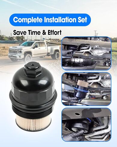 Fuel Filter Kit with Billet Aluminum Housing Cap and Drain Plug Replace TP1015 134001 Compatible with Chevy Silverado GMC Sierra 2500HD 3500HD 6.6L L5P Diesel 2017-2024 Cruze 1.6L 2.0L 2014-2019 in Saudi Arabia