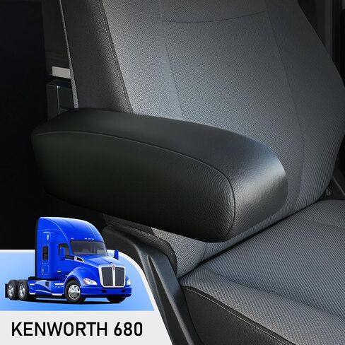 مجموعة أغطية مسند الذراع - متوافقة مع مقاعد Kenworth T680 وT880 وW990 OEM - أغطية مسند الذراع الأيسر والأيمن، حماية داخلية ممتازة، جلد صناعي متين، سهل التركيب، ترقية احترافية للكابينة in Kuwait