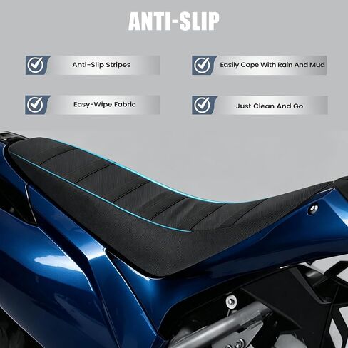 غطاء مقعد الدراجة النارية Yamaha WR400F 1998-2000، غطاء مقعد الدراجة الترابية من الجلد المقاوم للماء، غطاء بديل بمقبض مضلع مضاد للانزلاق، أزرق in Kuwait