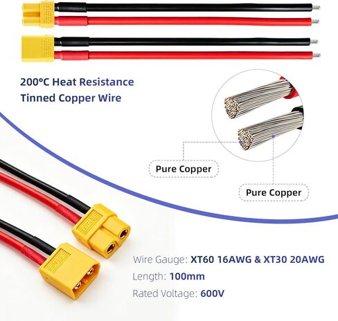 8-Piece RC Connector Kit, 2 Pairs XT30 Connector Male Female Silicone Wire, 1 Pair XT60 Connector, 3 Pieces Y Splitter Cable, 2 Servo Extension Cable 3 Pin Female to Male, RC Lipo Drone FPV Car,Boat in Saudi Arabia