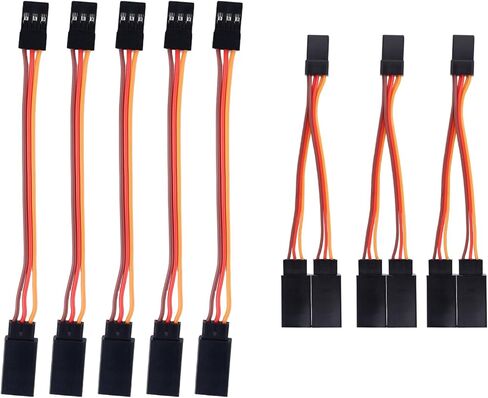 8pcs Servo Extension Cables & Y-Harness Splitters, 30-Core 3.94in/10cm Y Wire Harness 30-Core 4.72in/12cm Linear for RC Airplane Car Drone Compatible with JR Futaba Spektrum in Kuwait