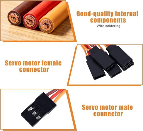 8pcs Servo Extension Cables & Y-Harness Splitters, 30-Core 3.94in/10cm Y Wire Harness 30-Core 4.72in/12cm Linear for RC Airplane Car Drone Compatible with JR Futaba Spektrum in Kuwait