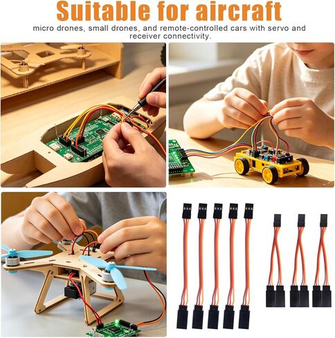 8pcs Servo Extension Cables & Y-Harness Splitters, 30-Core 3.94in/10cm Y Wire Harness 30-Core 4.72in/12cm Linear for RC Airplane Car Drone Compatible with JR Futaba Spektrum in Kuwait