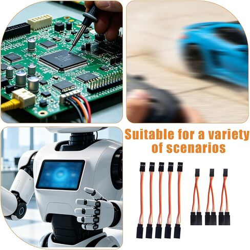 8pcs Servo Extension Cables & Y-Harness Splitters, 30-Core 3.94in/10cm Y Wire Harness 30-Core 4.72in/12cm Linear for RC Airplane Car Drone Compatible with JR Futaba Spektrum in Kuwait