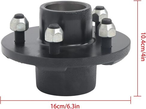 2 Sets 5 on 4-1/2 Inch Trailer Hub and Round #84 Spindle with Trailer Bearing Kit for 3500 lbs in Kuwait