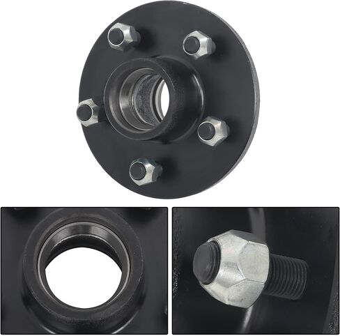 2 Sets 5 on 4-1/2 Inch Trailer Hub and Round #84 Spindle with Trailer Bearing Kit for 3500 lbs in Kuwait