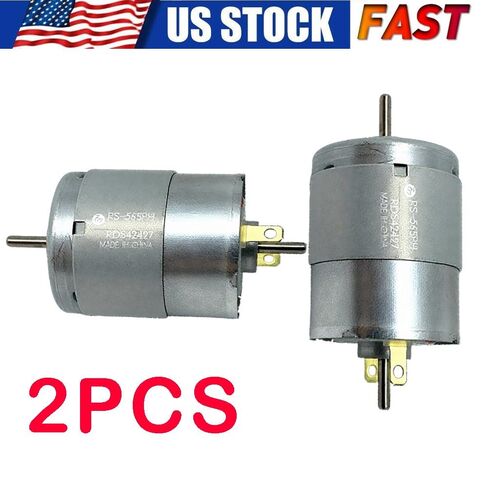 2Pcs Silver-Finished DC Motor 12V–24V, Dual Output Shaft, 4000RPM, Body: 27.6×32mm, Shaft: 2.3×11.3mm, Copper-Aluminum Build in Kuwait