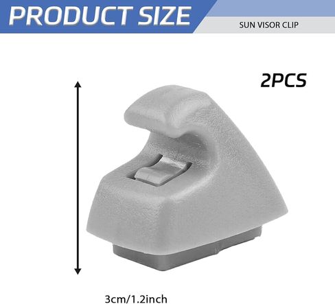 2PCS Sun Visor Clips for Cars, Sun Visor Retainer Holder Clip Replacement 95994975 95994976, Sunvisor Support Bracket Hook Hanger Clips for Chevy Silverado Cruze Tahoe Car Accessories(Gray) in Kuwait