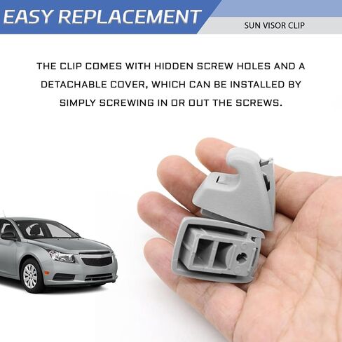 2PCS Sun Visor Clips for Cars, Sun Visor Retainer Holder Clip Replacement 95994975 95994976, Sunvisor Support Bracket Hook Hanger Clips for Chevy Silverado Cruze Tahoe Car Accessories(Gray) in Kuwait