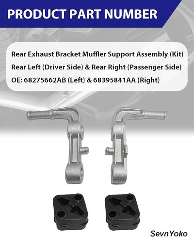4PC Rear Exhaust Muffler Support Assembly Kit for Ram 1500 (2019-2025) | Includes Left/Right Brackets & Rubber Hangers | Fixes Rattle | Replaces 68275662AB, 68395841AA, and 68519121AA in Saudi Arabia