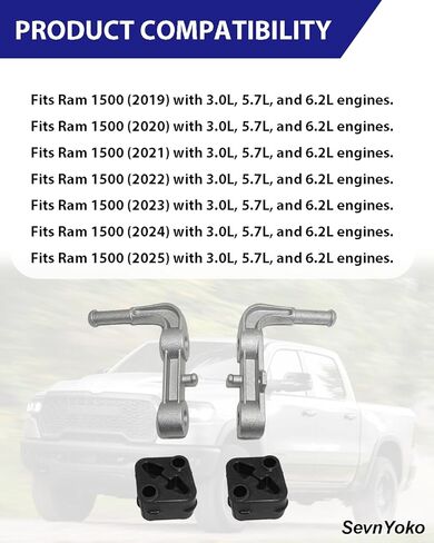 4PC Rear Exhaust Muffler Support Assembly Kit for Ram 1500 (2019-2025) | Includes Left/Right Brackets & Rubber Hangers | Fixes Rattle | Replaces 68275662AB, 68395841AA, and 68519121AA in Saudi Arabia