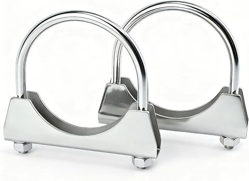 2.5" Stainless Steel Heavy Duty U Bolt Clamp, 2 1/2 In Muffler U-Bolt Clamps with Saddle Style Compatible with Trucks, Cars, 2PCS Silver in Kuwait