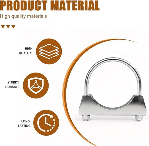 2.5" Stainless Steel Heavy Duty U Bolt Clamp, 2 1/2 In Muffler U-Bolt Clamps with Saddle Style Compatible with Trucks, Cars, 2PCS Silver in Kuwait