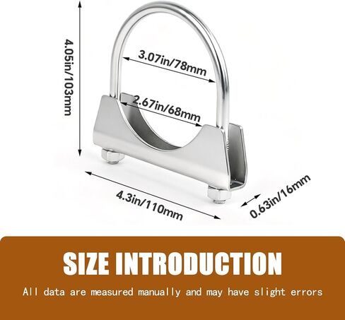 2.5" Stainless Steel Heavy Duty U Bolt Clamp, 2 1/2 In Muffler U-Bolt Clamps with Saddle Style Compatible with Trucks, Cars, 2PCS Silver in Kuwait