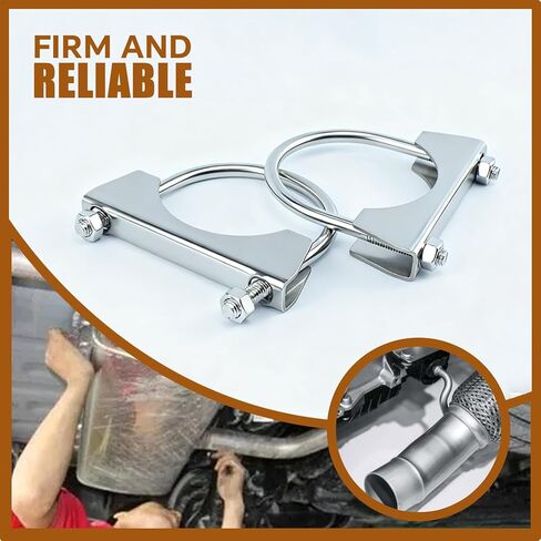 2.5" Stainless Steel Heavy Duty U Bolt Clamp, 2 1/2 In Muffler U-Bolt Clamps with Saddle Style Compatible with Trucks, Cars, 2PCS Silver in Kuwait