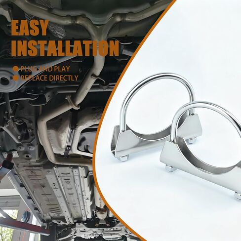 2.5" Stainless Steel Heavy Duty U Bolt Clamp, 2 1/2 In Muffler U-Bolt Clamps with Saddle Style Compatible with Trucks, Cars, 2PCS Silver in Kuwait