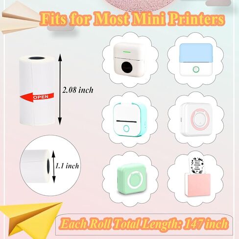 10 Rolls 53x28mm Mini Printer Paper - 10 White Compatible with M02/T02 Printers, Thermal Sticker Paper for Photos, Lists, Study Notes & Scrapbooking in Saudi Arabia