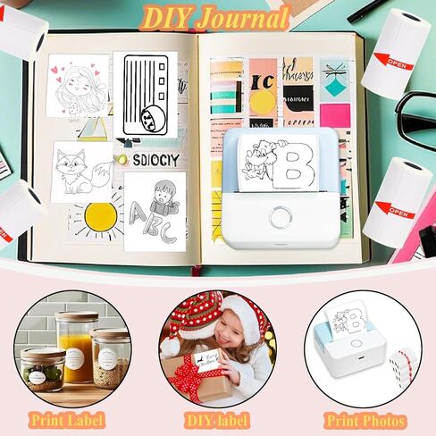 10 Rolls 53x28mm Mini Printer Paper - 10 White Compatible with M02/T02 Printers, Thermal Sticker Paper for Photos, Lists, Study Notes & Scrapbooking in Saudi Arabia