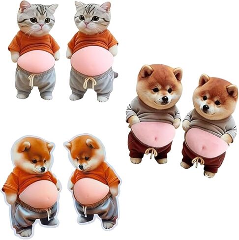 ملصقات ثلاثية الأبعاد مضحكة للحيوانات الأليفة، واقي جداري لسدادة باب البطن اللطيفة من Shiba Inus والقطط - ممتص صدمات هادئ لمقابض الأبواب والثلاجة والخزائن (3 أزواج) in Kuwait