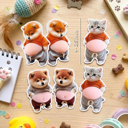 ملصقات ثلاثية الأبعاد مضحكة للحيوانات الأليفة، واقي جداري لسدادة باب البطن اللطيفة من Shiba Inus والقطط - ممتص صدمات هادئ لمقابض الأبواب والثلاجة والخزائن (3 أزواج) in Kuwait