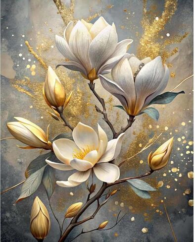 YALKIN Floral Paint by Numbers for Adults, 16x20 Inch DIY Flower Acrylic Painting Kit for Beginners, Easy Canvas Art Crafts with Brushes & Paints for Relaxing Home Wall Decor Gift in Kuwait