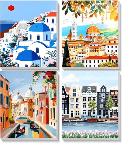 TOSTOG Majestic National Parks 4 Pack Framed Canvas Paint by Numbers Art Kit for Adults and Kids, Beginner Acrylic Oil Painting Supplies with Wooden Frame for Home Wall Decor 20 * 25 cm/8 * 10 in in Saudi Arabia