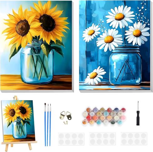 TOSTOG Majestic National Parks 4 Pack Framed Canvas Paint by Numbers Art Kit for Adults and Kids, Beginner Acrylic Oil Painting Supplies with Wooden Frame for Home Wall Decor 20 * 25 cm/8 * 10 in in Saudi Arabia