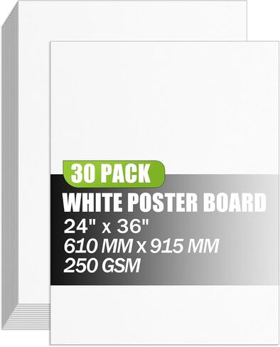 24x36 inches Poster Paper Set of 30, White Large Poster Board, Blank Display Boards, Heavyweight Poster Paper Bulk for School, Office & Craft Projects in Kuwait