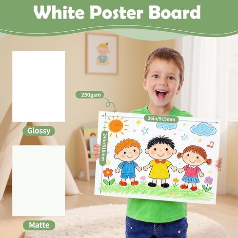 24x36 inches Poster Paper Set of 30, White Large Poster Board, Blank Display Boards, Heavyweight Poster Paper Bulk for School, Office & Craft Projects in Kuwait