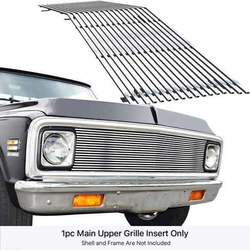 APS Premium Stainless Steel Chrome Polished 8x6 High Density Billet Grille Grill Insert Compatible with Chevy Blazer C K Pickup Suburban 1969 1970 1971 1972 Main Upper N19-M30058C in Kuwait