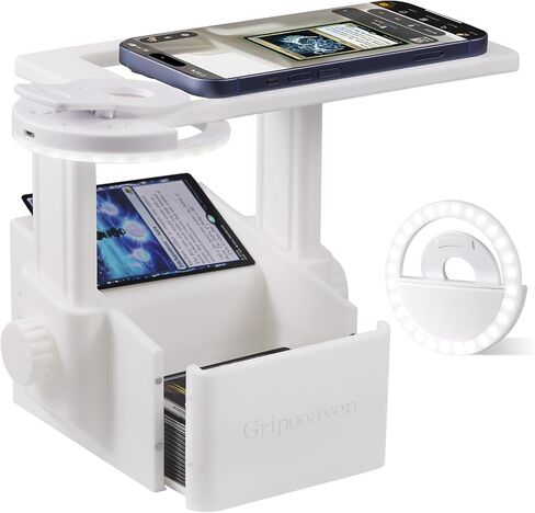 Trading Card Scanner Stand with Light, Card Scanner Holder with Adjustable Height for TCG Cards, Built-in Magnetic Ring Compatible with MagSafe Phones, Rechargeable Light & Stable Magnetic Card Slot in Saudi Arabia