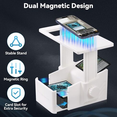 Trading Card Scanner Stand with Light, Card Scanner Holder with Adjustable Height for TCG Cards, Built-in Magnetic Ring Compatible with MagSafe Phones, Rechargeable Light & Stable Magnetic Card Slot in Saudi Arabia